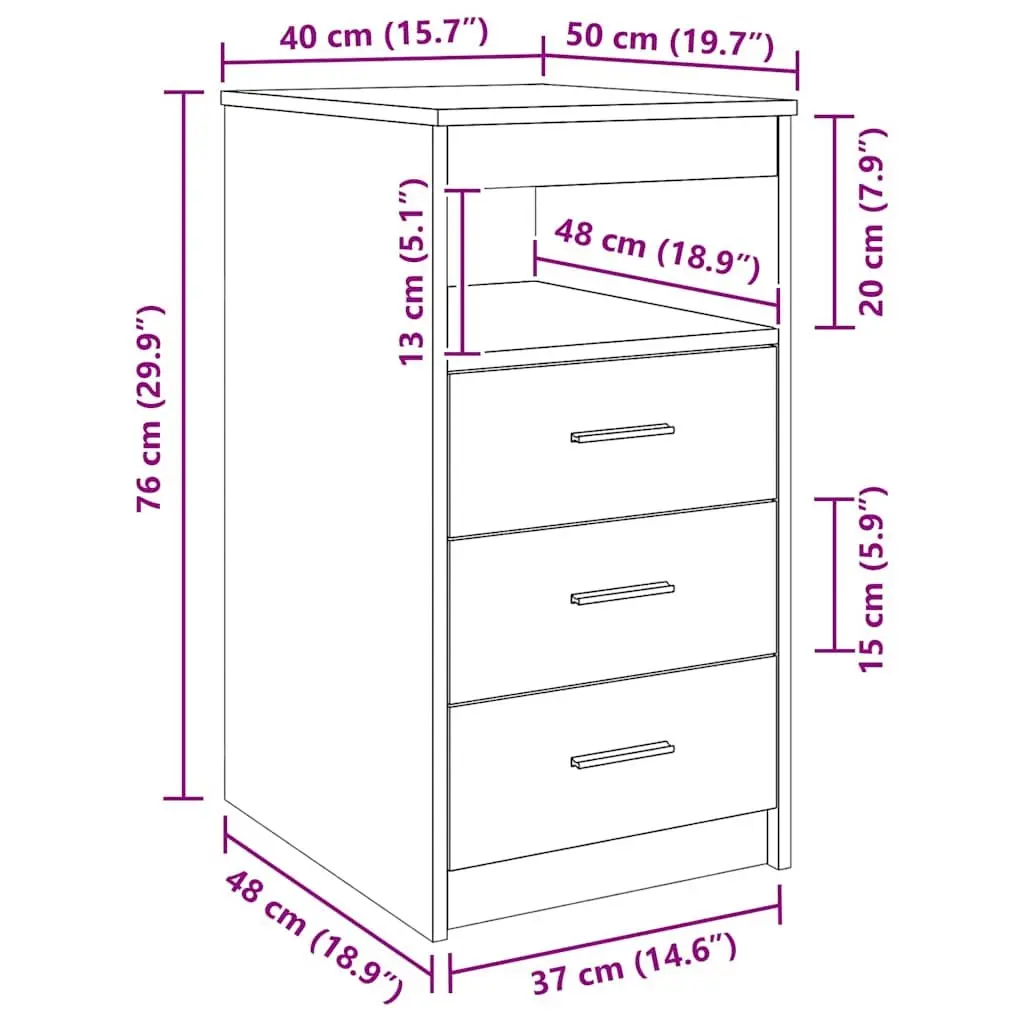 Brown 3-Drawer Storage Cabinet with Open Shelf