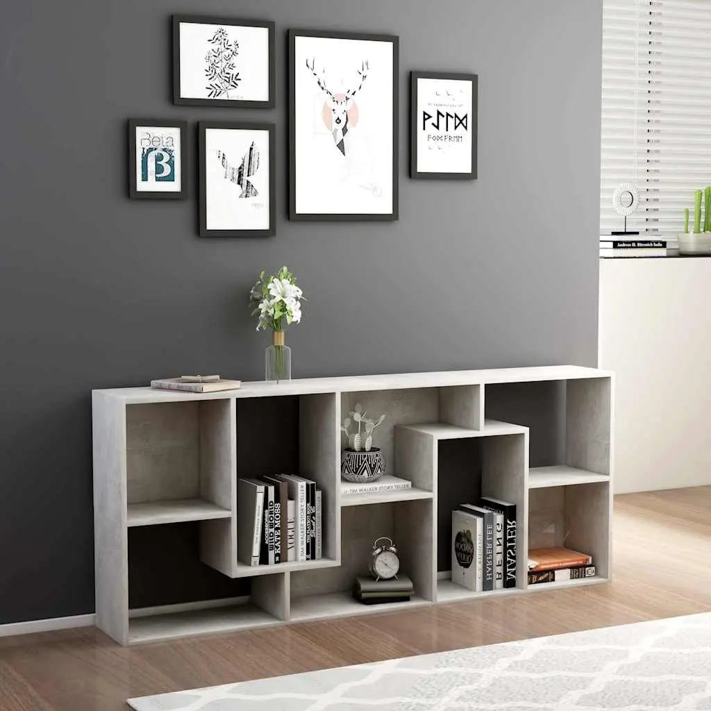 Grey Engineered Wood Book Cabinet Storage Unit
