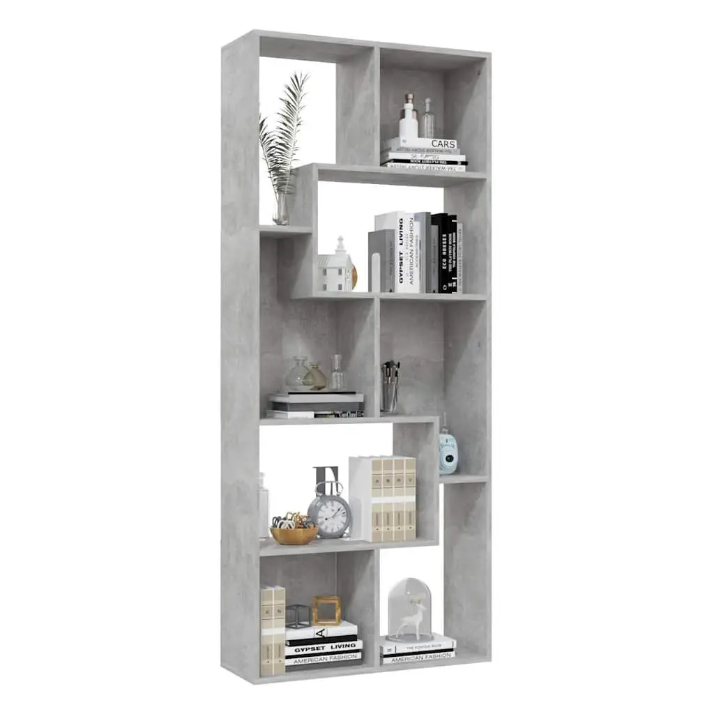 Grey Engineered Wood Book Cabinet Storage Unit