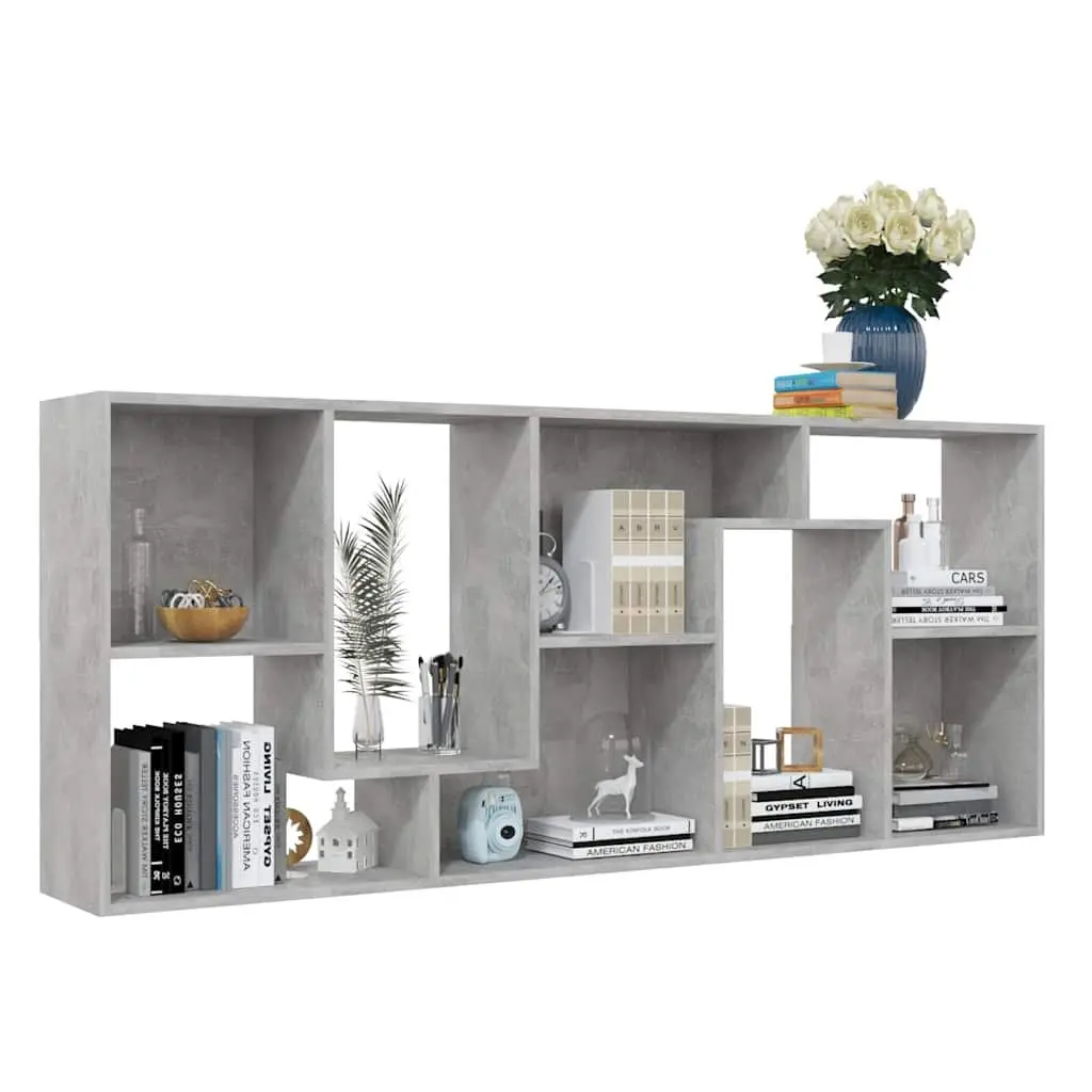 Grey Engineered Wood Book Cabinet Storage Unit