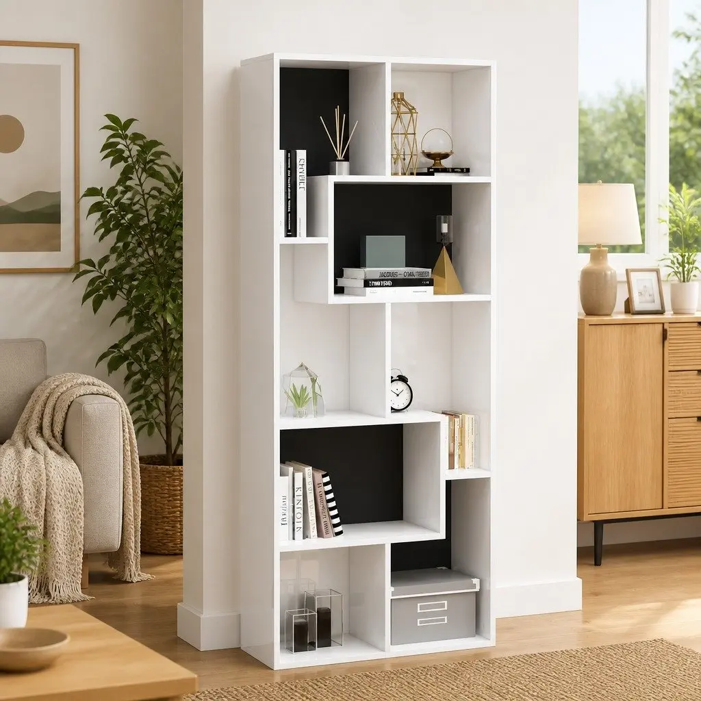 High Gloss White Book Cabinet for Organized Storage