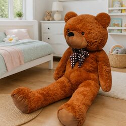 XXL Brown Plush Teddy Bear 160cm with Bow Tie
