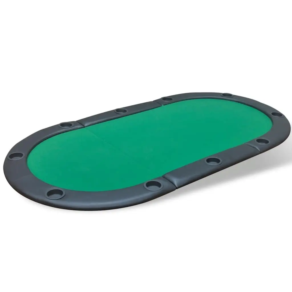 Poker Tabletop Foldable Green Padded Felt Racetrack 10 Player with Cup Holders