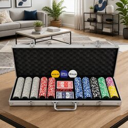 Premium Poker Set with 500 Laser Chips in Aluminium Case