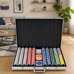Premium Poker Set with 1000 Laser Chips & Accessories