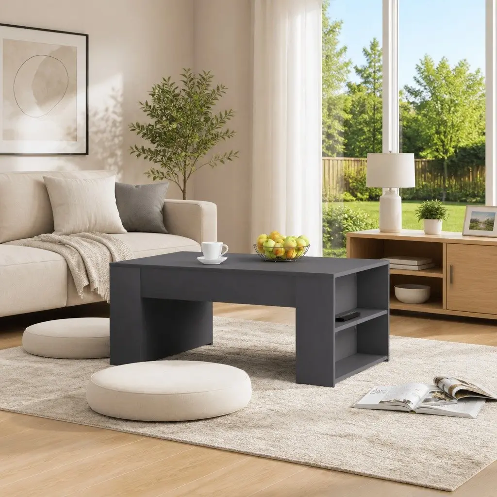 Grey Engineered Wood Coffee Table for Living Rooms