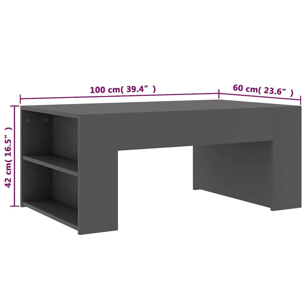 Grey Engineered Wood Coffee Table for Living Rooms