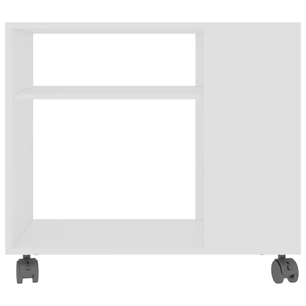 White End Table with Wheels 70x35x55 cm