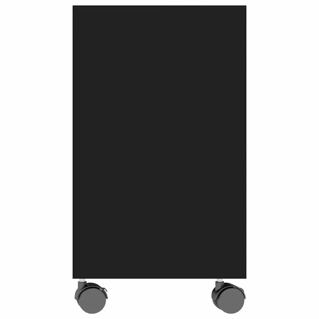 Black Accent Side Table with Wheels for Living Room