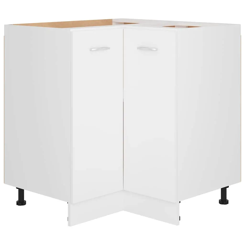 White Engineered Wood Corner Cabinet for Kitchens