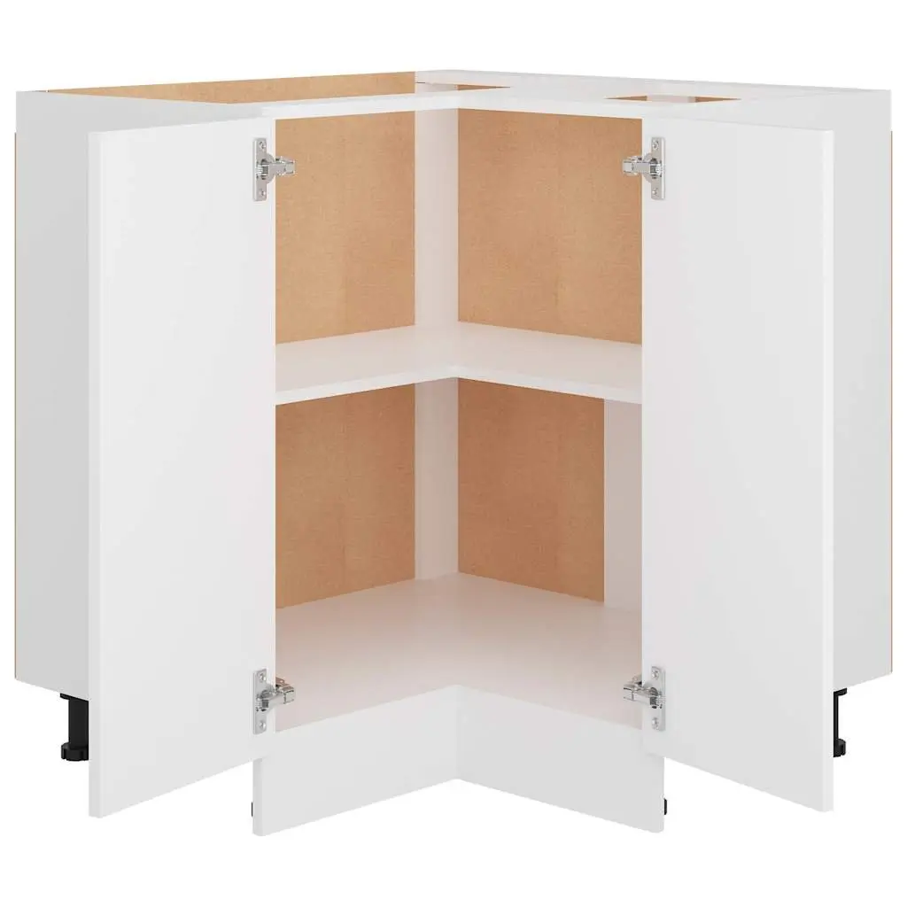 White Engineered Wood Corner Cabinet for Kitchens