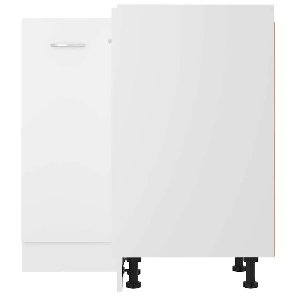White Engineered Wood Corner Cabinet for Kitchens