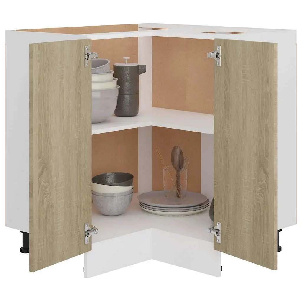 Brown Engineered Wood Corner Bottom Cabinet