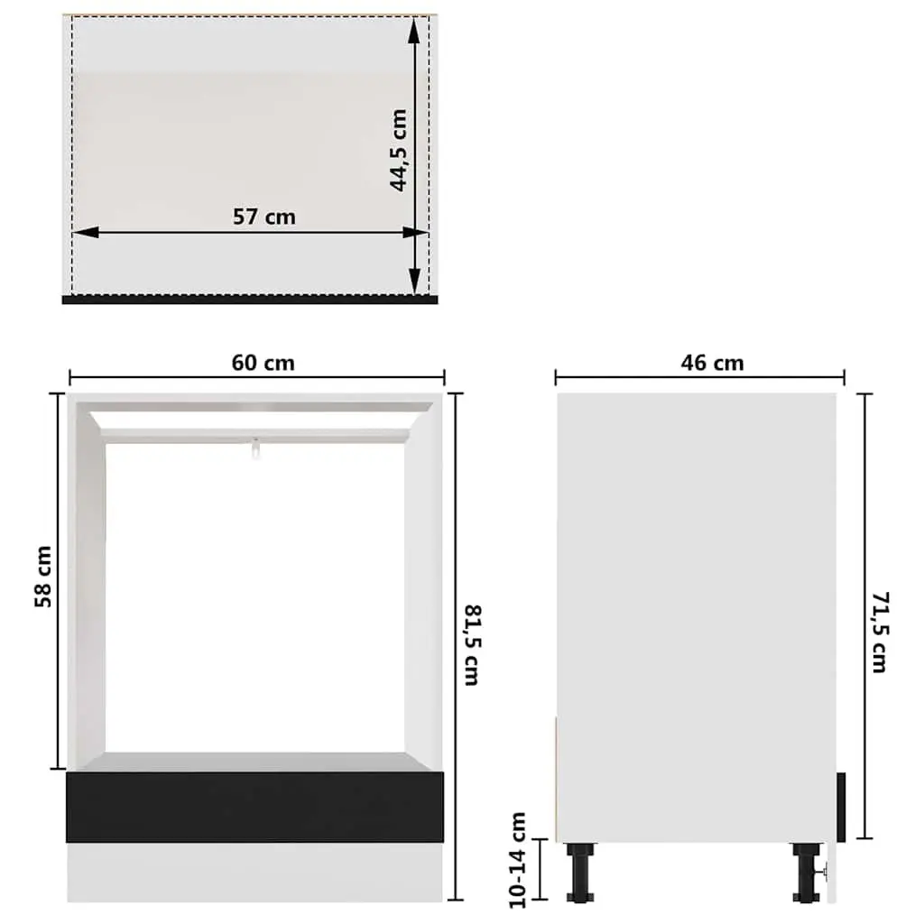 Oven Cabinet Engineered Wood 60x46x81.5cm Black