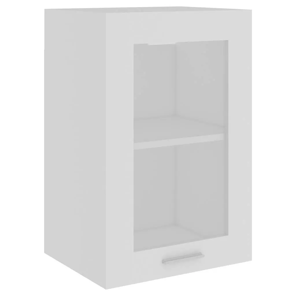 Hanging Glass Kitchen Cabinet White Storage Shelves Door Organizer Engineered