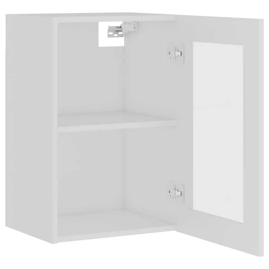 Hanging Glass Kitchen Cabinet White Storage Shelves Door Organizer Engineered