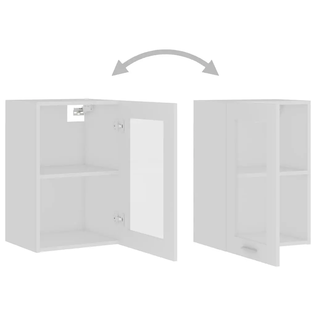 Hanging Glass Kitchen Cabinet White Storage Shelves Door Organizer Engineered