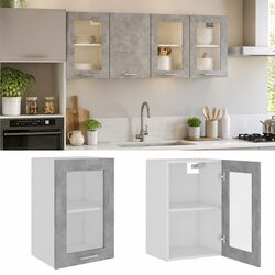 Stylish Grey Hanging Glass Kitchen Cabinet for Storage