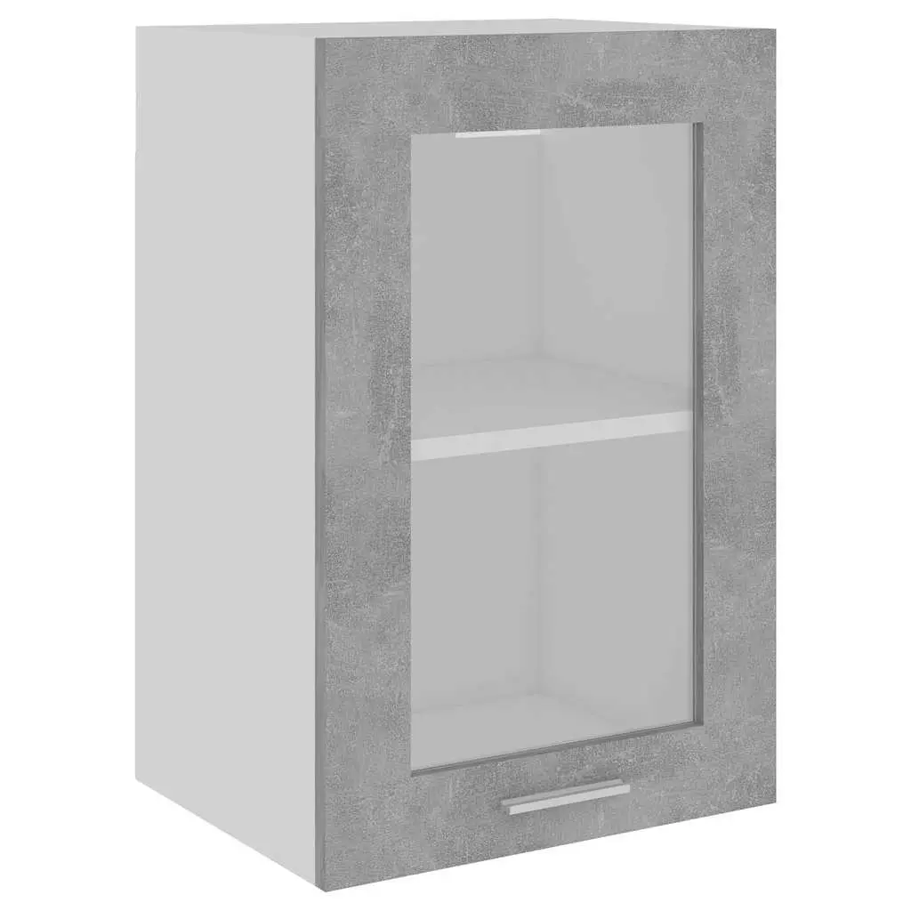 Grey Hanging Glass Kitchen Cabinet for Storage