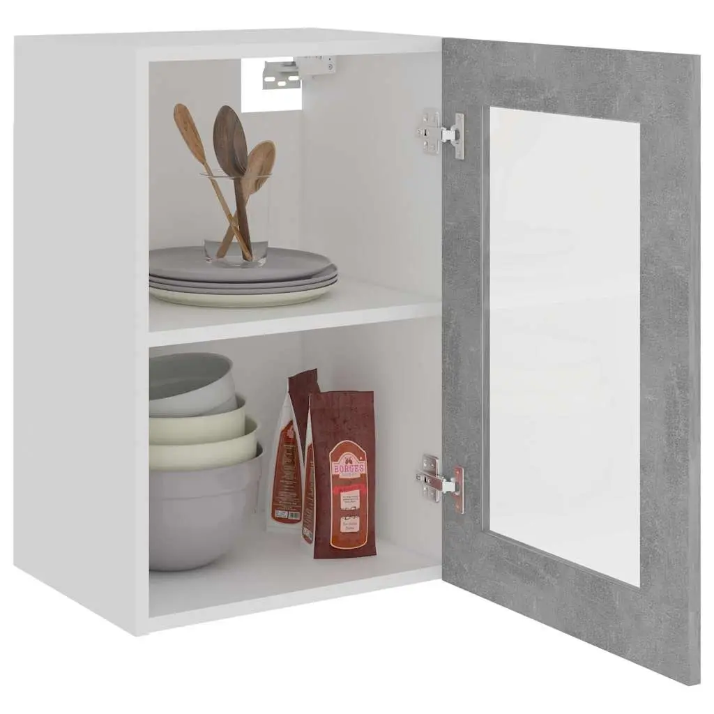 Grey Hanging Glass Kitchen Cabinet for Storage