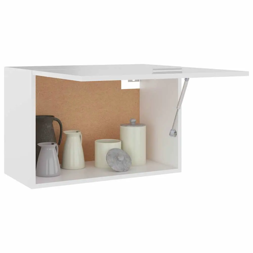 White Kitchen Cabinet with Flip-Up Door
