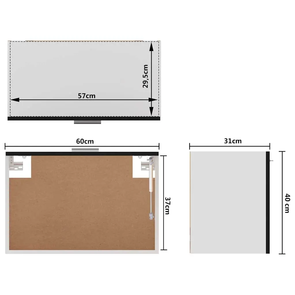 Hanging Cabinet Engineered Wood 60 x 31 x 40 cm Black