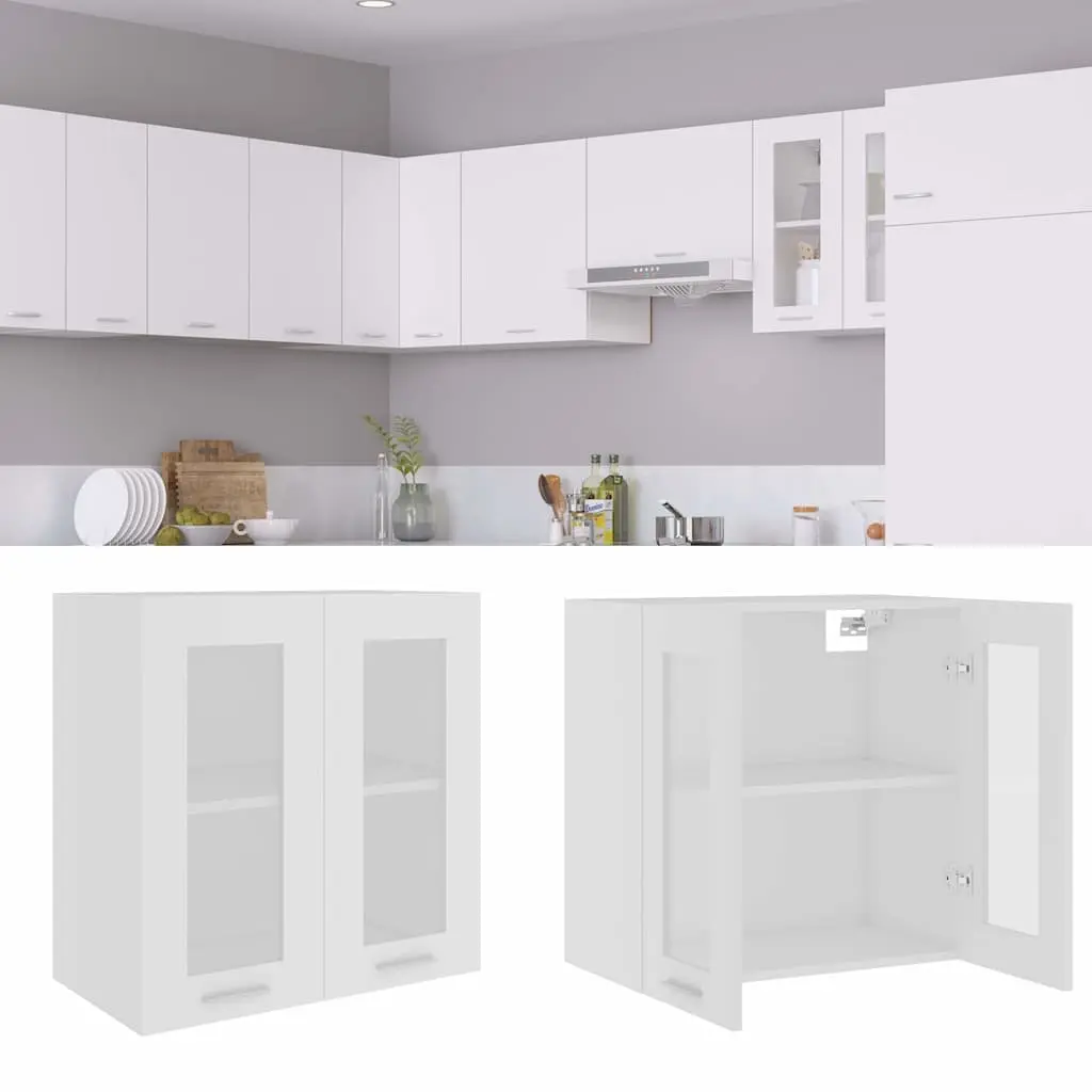 Hanging Glass Cabinet Engineered Wood 60x31x60cm White