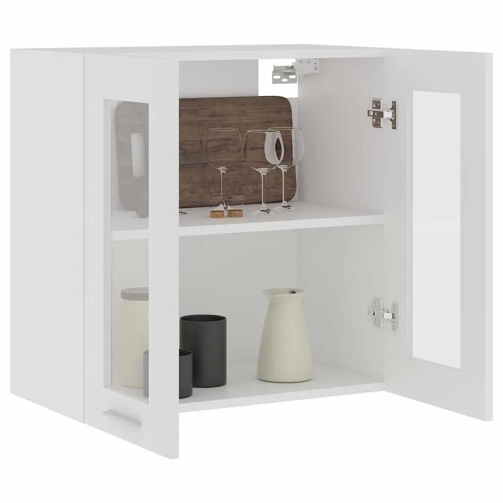 Hanging Glass Cabinet Engineered Wood 60x31x60cm White
