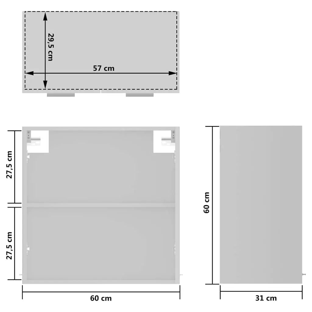 Hanging Glass Cabinet Engineered Wood 60x31x60cm White