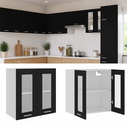 High-Quality Black Hanging Glass Cabinet for Kitchen Storage