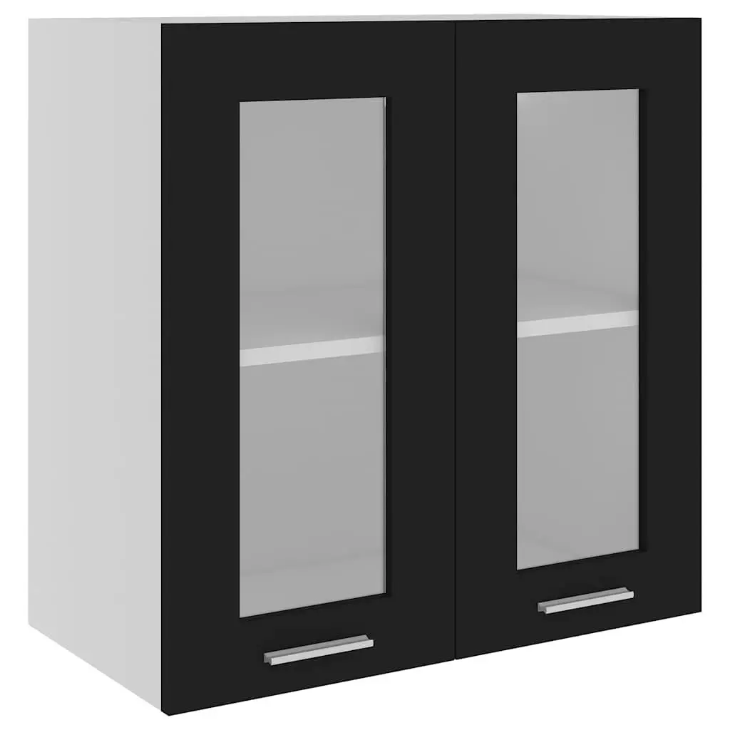 Hanging Glass Kitchen Cabinet Engineered Wood 60 x 31 x 60 cm Black