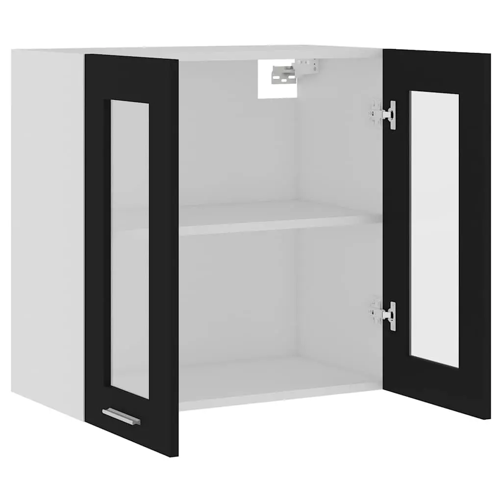 Hanging Glass Kitchen Cabinet Engineered Wood 60 x 31 x 60 cm Black