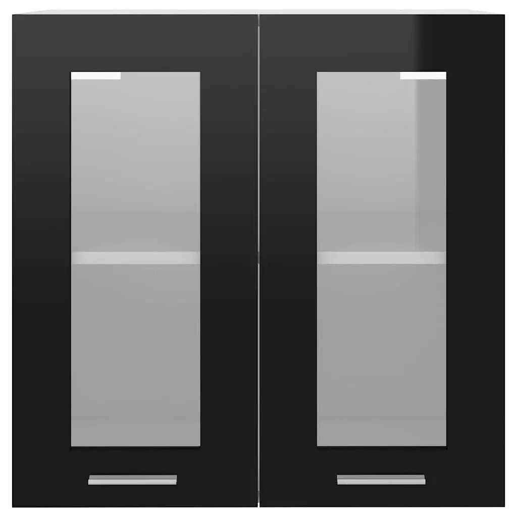 Hanging Glass Kitchen Cabinet Engineered Wood 60 x 31 x 60 cm Black