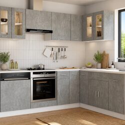 Stylish Wall-Mounted Glass Cabinet in Concrete Grey