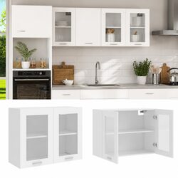 Elegant White Glass Cabinet for Kitchen Storage