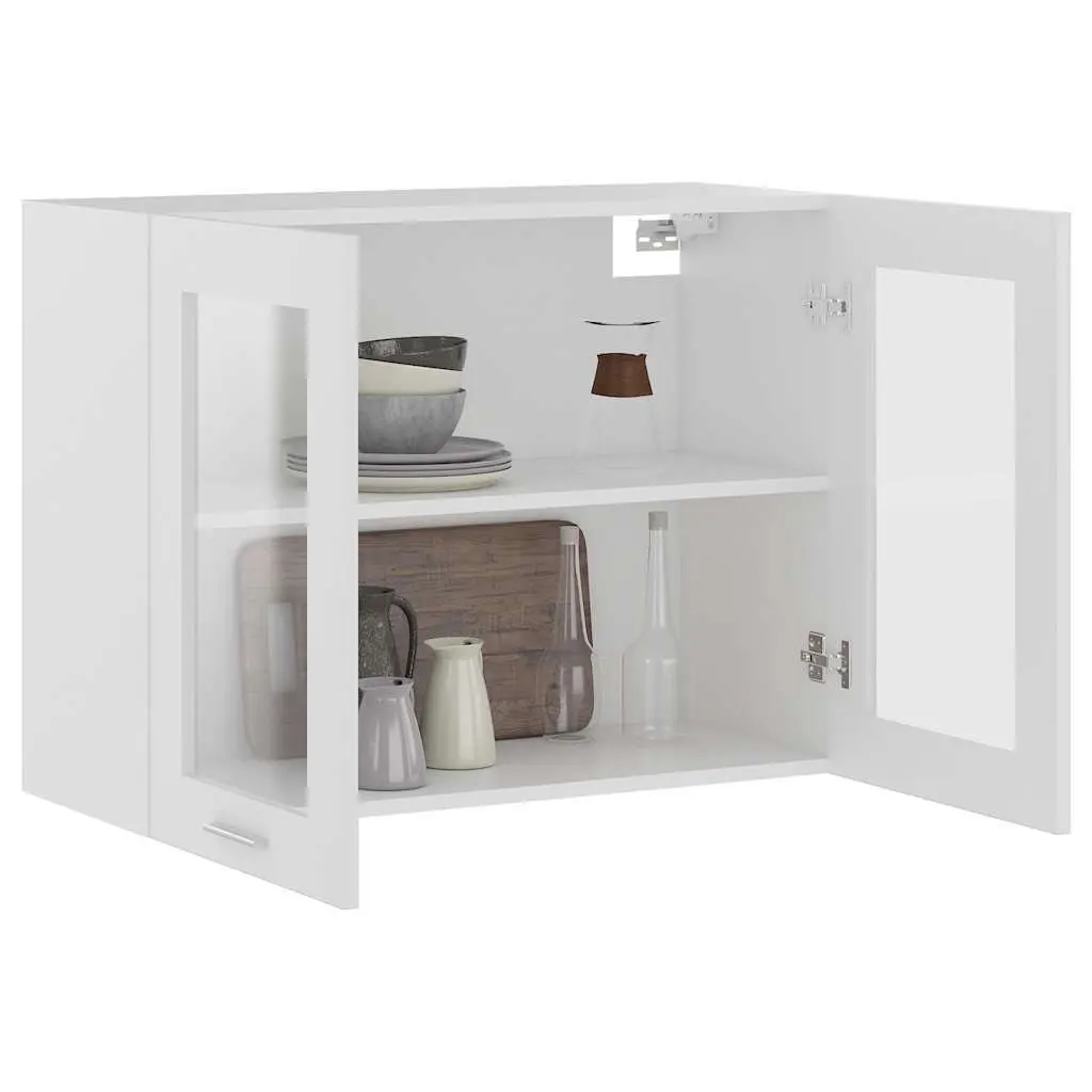 White Glass Cabinet for Kitchen Storage