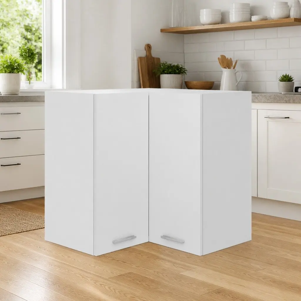 White Hanging Corner Kitchen Cabinet with Shelves