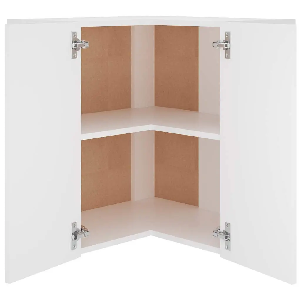 White Hanging Corner Kitchen Cabinet with Shelves