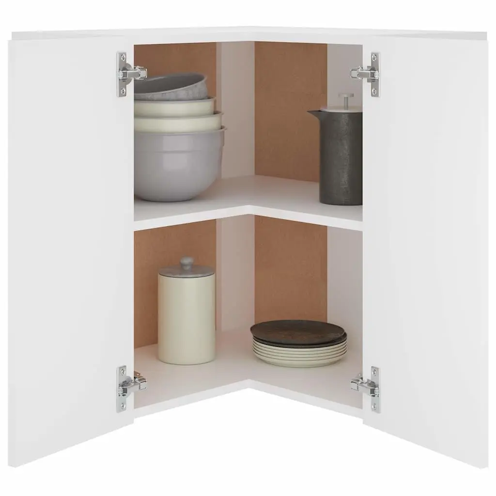 White Hanging Corner Kitchen Cabinet with Shelves