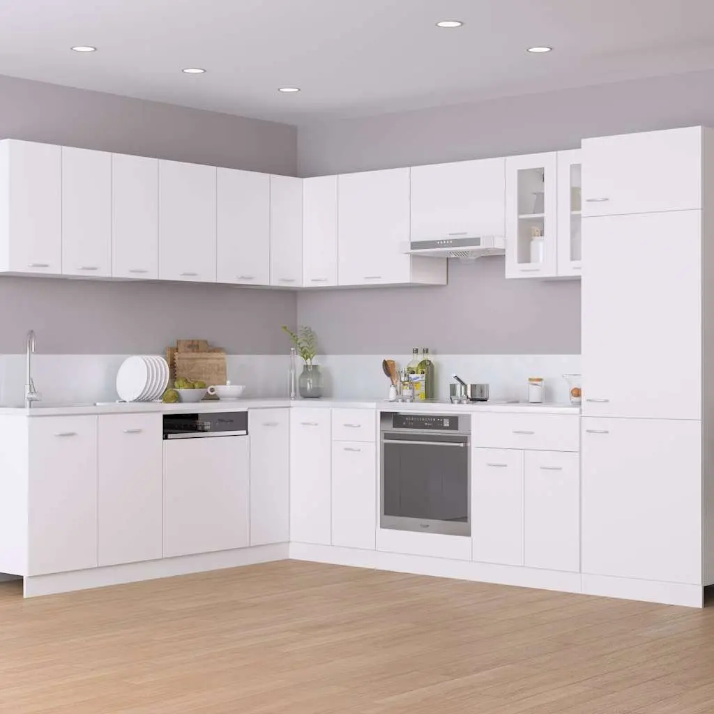 White Kitchen Storage Cabinet with Four Shelves