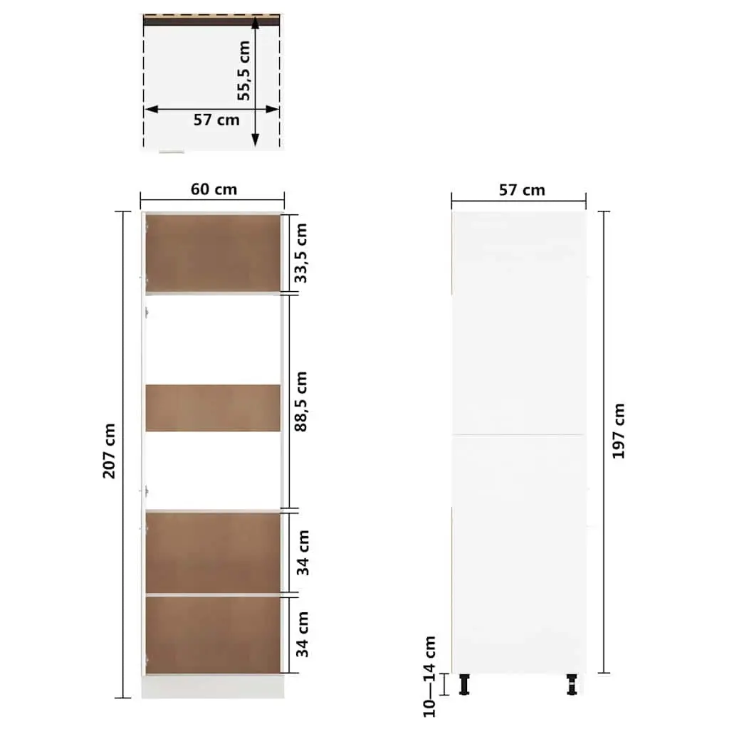 White Kitchen Storage Cabinet with Four Shelves