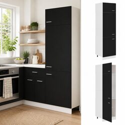Durable Black Kitchen Refrigerator Cabinet with 4 Shelves