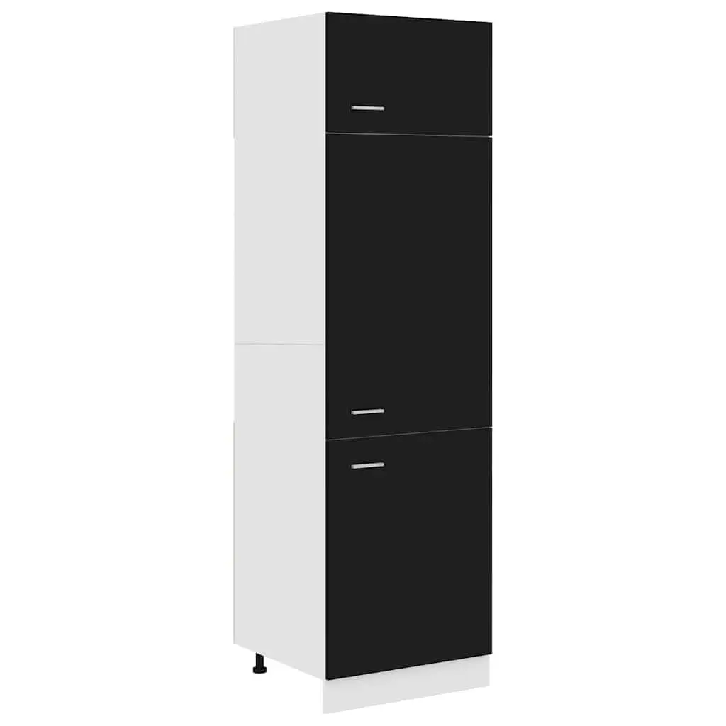 Black Kitchen Refrigerator Cabinet with 4 Shelves