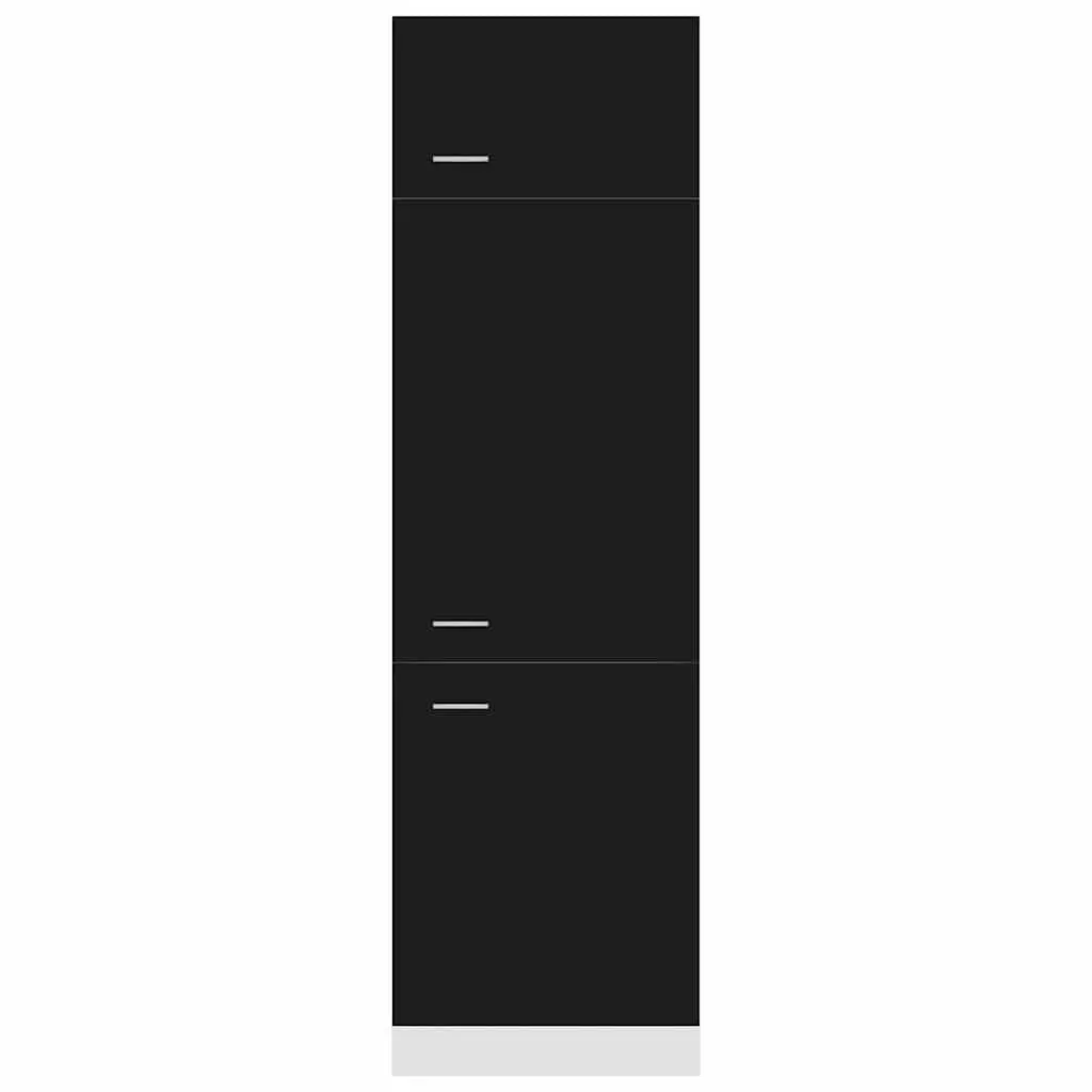 Black Kitchen Refrigerator Cabinet with 4 Shelves