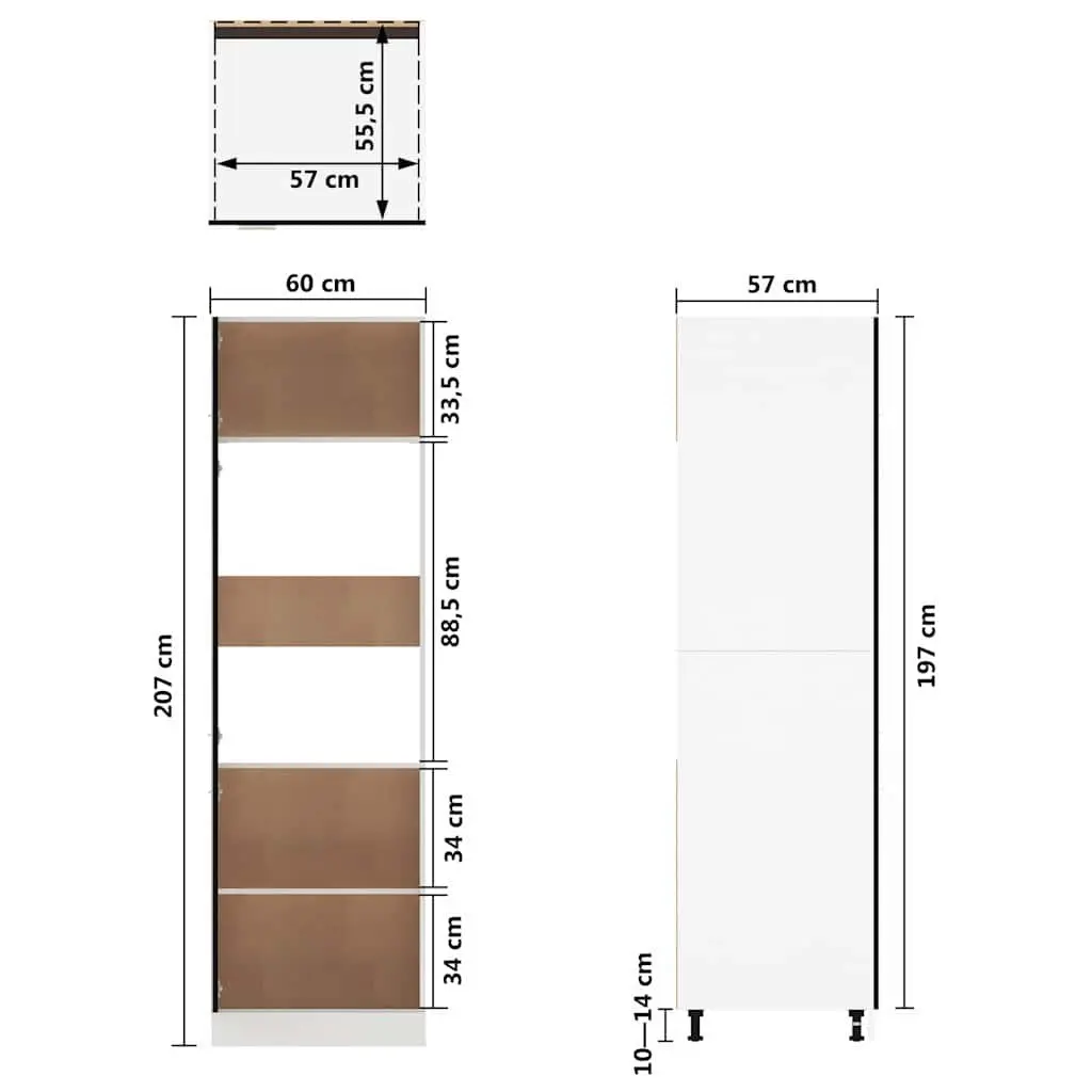 Black Kitchen Refrigerator Cabinet with 4 Shelves