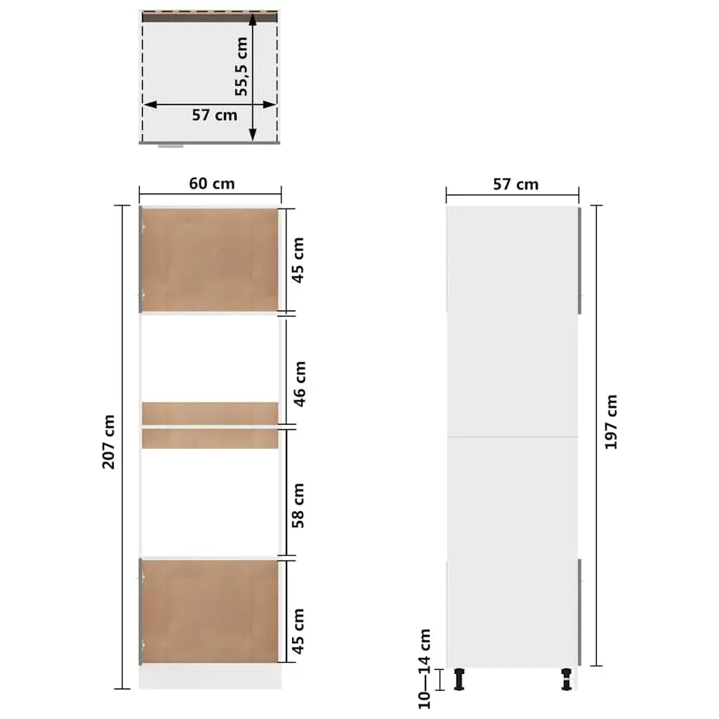White Microwave Kitchen Cabinet with 4 Shelves