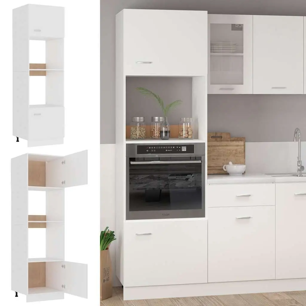 White Microwave Kitchen Cabinet with 4 Shelves