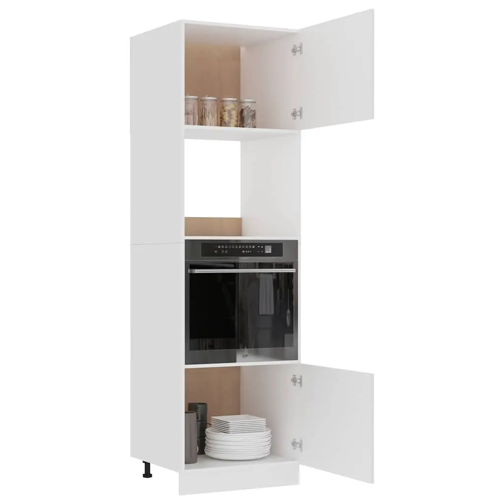 White Microwave Kitchen Cabinet with 4 Shelves