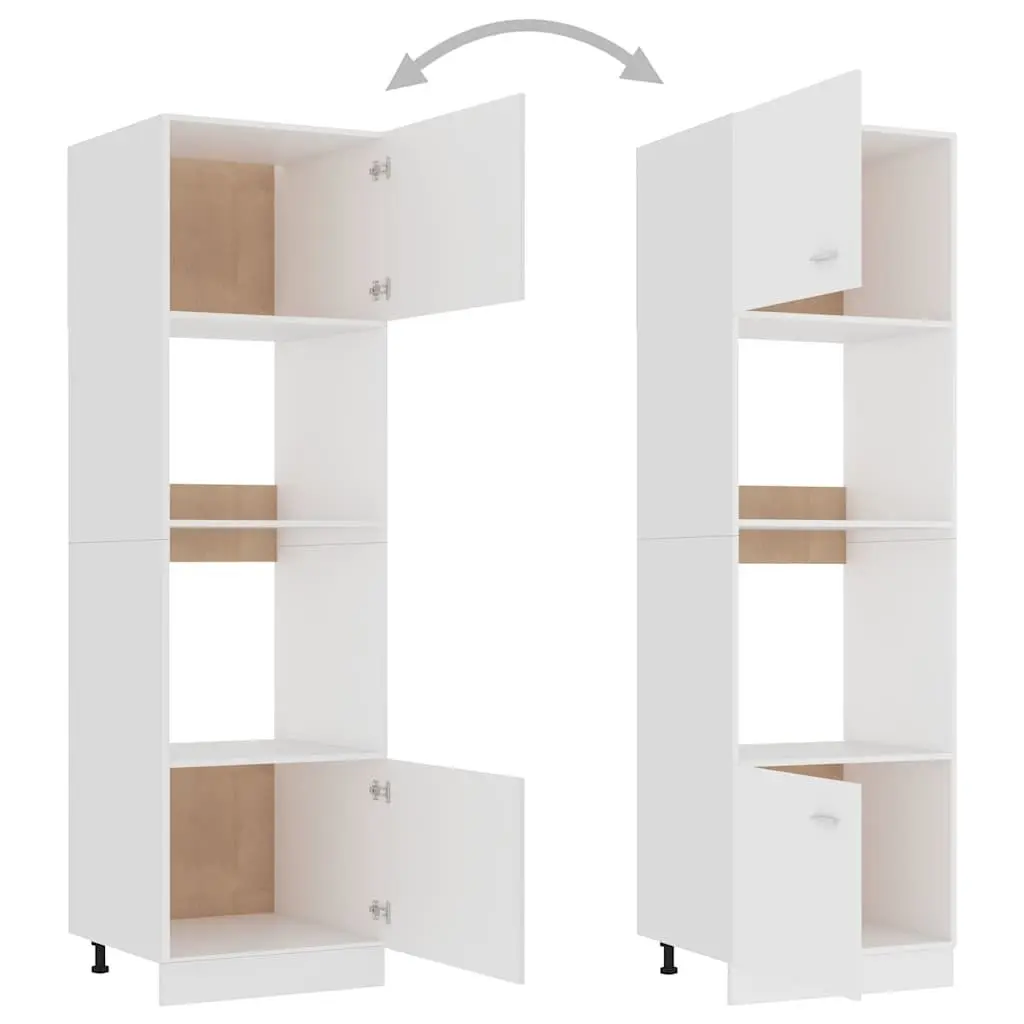 White Microwave Kitchen Cabinet with 4 Shelves