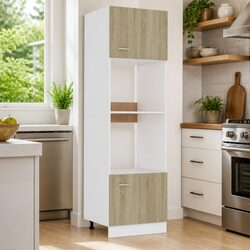 Microwave Cabinet Kitchen Storage Sonoma Oak 60x57x207 cm Engineered Wood